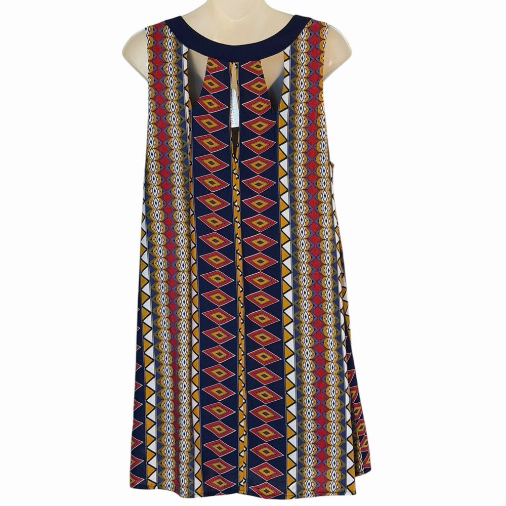 Tribal Print Tank Dress Women Large THML Boho Swing Festival Casual NWT Aztec - Picture 3 of 13